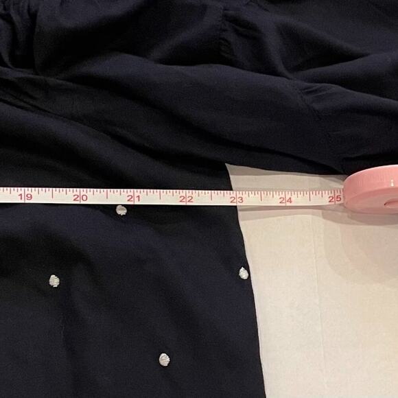 Mudpie Black Embroidered Floral Adjustable Shoulder Bell Sleeve Smocked Top L - Picture 11 of 12